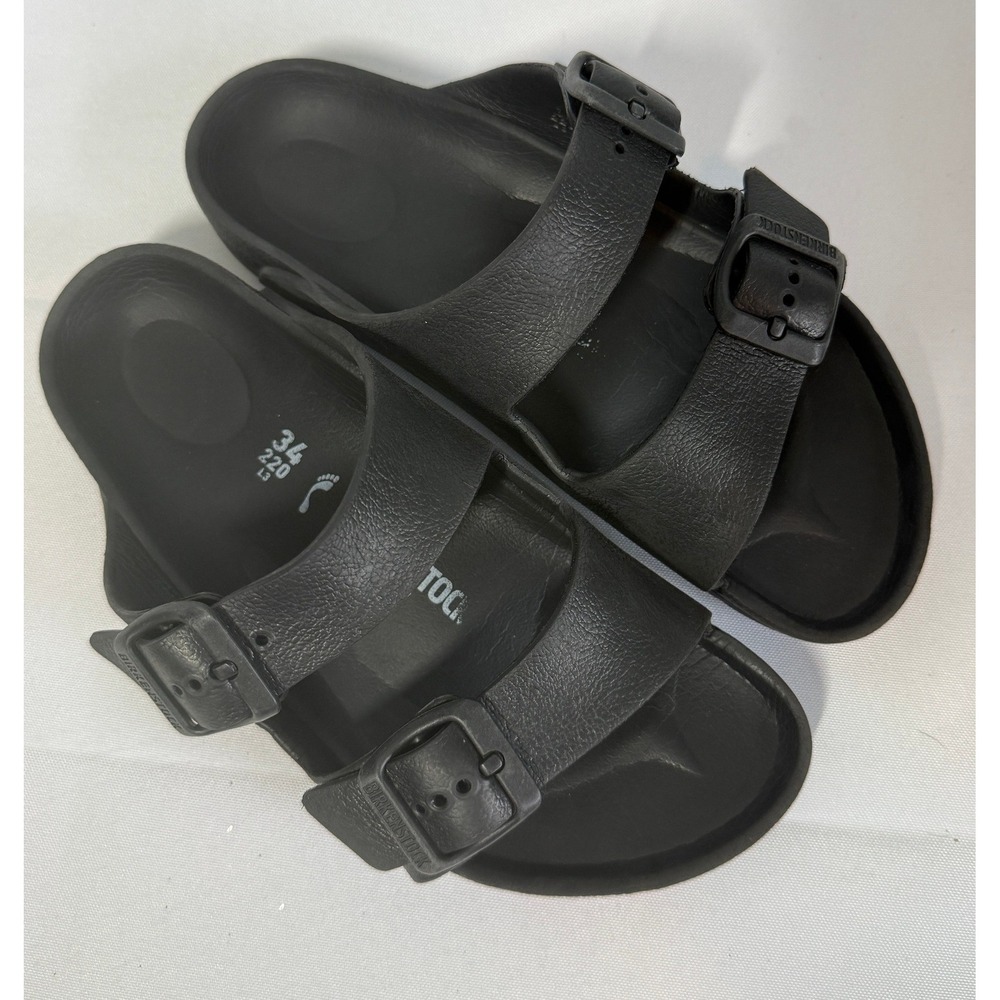 Birkenstock Kids Sandals 34 Black Arizona EVA Double Strap Slides Slip On Sporty